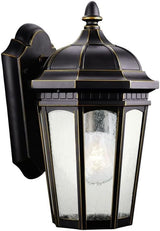 Kichler Courtyard 11" 1 Light Outdoor Wall Light with Clear Seeded Glass in Rubbed Bronze | Lumora