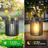 2 Pack Solar Lanterns Outdoor Waterproof, Retro Hanging Lantern, Black