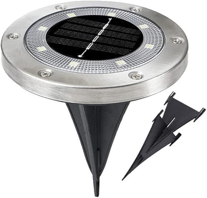 SagaSave 4 Pcs Solar Light with 8 LED Light Beads Outdoor Waterproof Garden Light Pathway Disk Bright in Ground Landscape Lighting for Lawn Patio Yard Steps Deck Walkway (Cool Light)