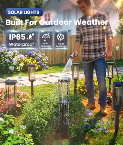 Outdoor Solar Lights, 12 Pack, Warm White, Geometric Shade, IP65