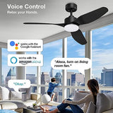 48" Smart Ceiling Fans with Lights Remote,Outdoor Indoor,Black,Easy Install
