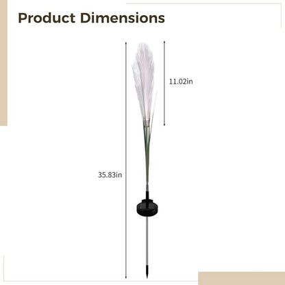 4-Pack Solar Reeds Garden Lights, Waterproof Pampas Grass Landscape Stakes, Outdoor Solar-Powered Led Decorative Lights for Yard, Pathways, and Lawns