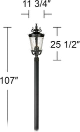 John Timberland Casa Marseille Vintage Outdoor Post Light Fixture with Burial Pole Textured Black 107" Clear | Lumora