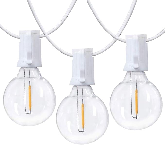 25Ft LED String Lights with 27 Shatterproof LED Clear Globe Bulbs, Indoor&Outdoor String Lights for Patio, Garden, Backyard, Bistro, Pergola, Tents, Gazebo Decor, White Wire