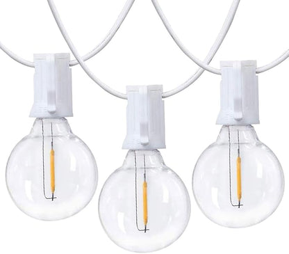 25Ft LED String Lights with 27 Shatterproof LED Clear Globe Bulbs, Indoor&Outdoor String Lights for Patio, Garden, Backyard, Bistro, Pergola, Tents, Gazebo Decor, White Wire