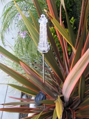 Set of 1 Solar Garden Stake Lights with Color Changing LED or Regular White LED Landscape Path Lights (1 Piece) (Lighthouse)