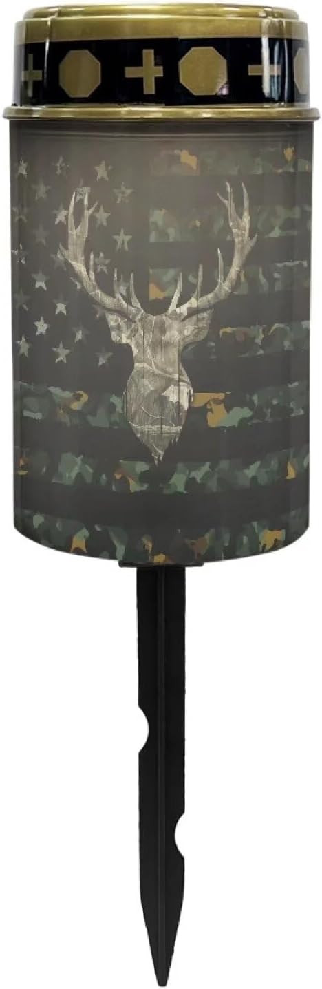 American Flag Deer Solar Lights Outdoor Decor,Solar Powered Stakes Decorative Memorial Lights Garden Yard Lawn Pathway Grave Cemetery Decoration