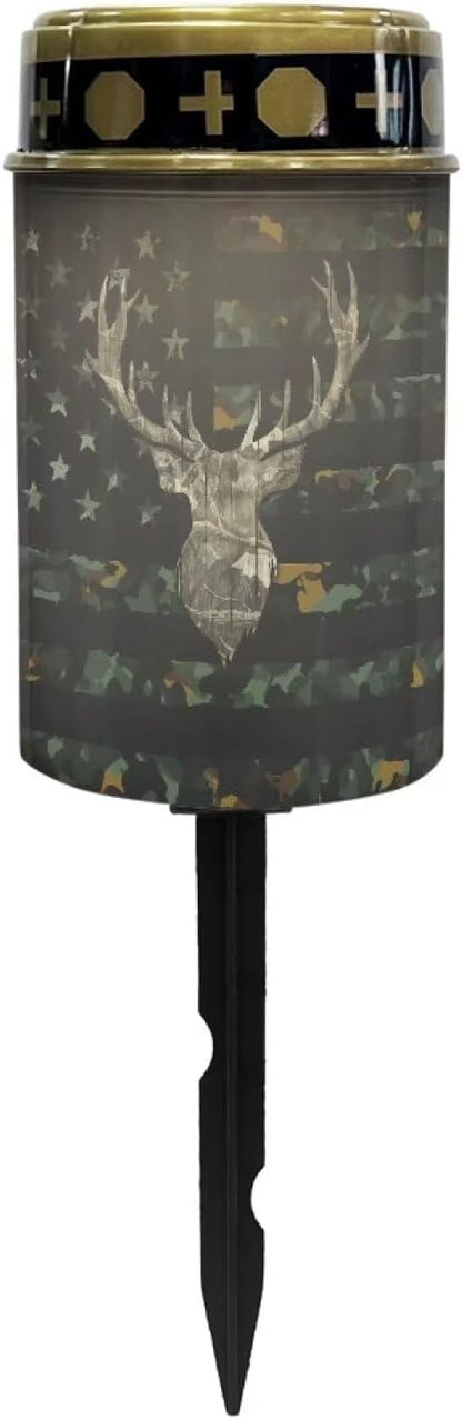American Flag Deer Solar Lights Outdoor Decor,Solar Powered Stakes Decorative Memorial Lights Garden Yard Lawn Pathway Grave Cemetery Decoration