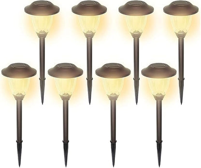 Morvat Solar Lights Outdoor Decorative Outdoor Lighting, Super Bright, Solar Landscape Lights for Pathway, Driveway, Yard- Weather/Water Resistant, Easy to Install, Warm Light, 8 Pack