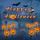 BRIGHTDECK Halloween Solar Pathway Lights Outdoor, LED Decor, Light Up Solar Stake Lights for Holiday, Halloween, Walkway, Sidewalk (Smile Pumpkin, 10-Pack)