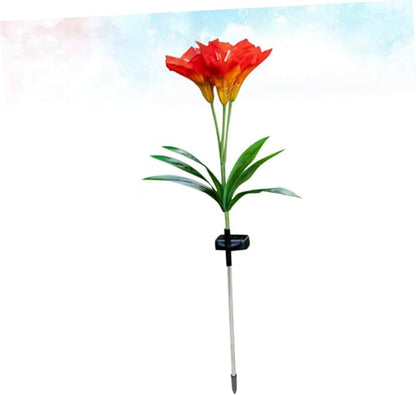 Fork Led Solar Lily Shape Garden Stake Lights Landscape Lamp for Pathway Solar Garden Decor Night Scene Lighting