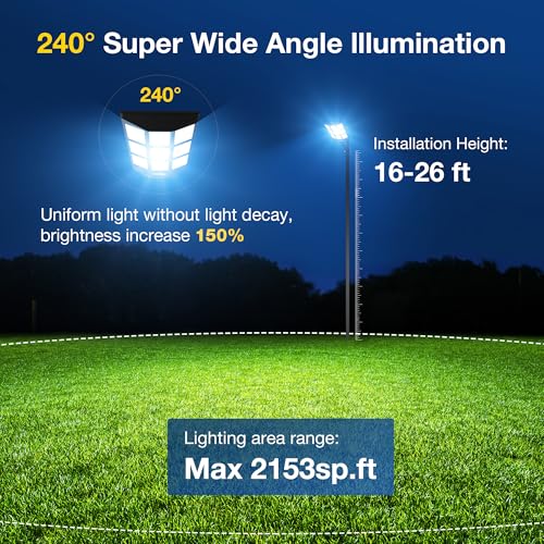 OKPRO Solar Street Light, IP66 Waterproof Solar Lights Outdoor