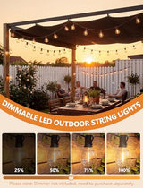 50Ft LED Globe String Lights Shatterproof Waterproof G40 Outdoor Patio String Light with 52 Dimmable LED Bulbs, Hanging Patio Lights for Indoor Bistro Pergola Tents Wedding Party Christmas Decor-Brown