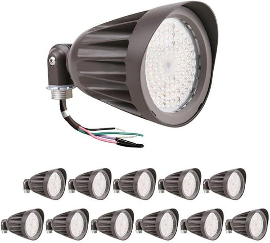 OSTEK 25W LED Bullet Spotlight Flood Light, 3CCT Selectable LED Landscape Spotlight with Knuckle Mount 3500LM, 0-10V Dimmable Commercial Outdoor Weatherproof Flood Light 120-277V, UL-Listed (12 Pack)