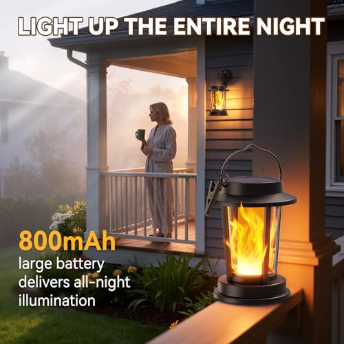 Solar Lanterns Outdoor, 4 Pack Flickering Flame Solar Lights