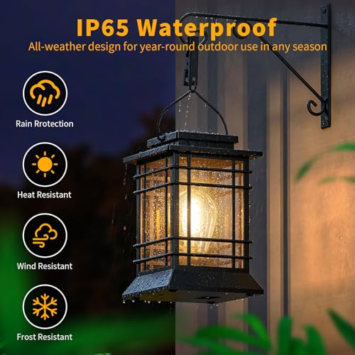 Solar Lanterns Outdoor Waterproof, Hanging Solar Lights for Outside 6 Pack