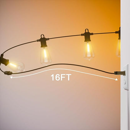 Kawaya 100 FT LED Outdoor String Lights with 50+2 Shatterproof Vintage Edison Bulbs, Dimmable IP65 Waterproof, Perfect for Yard, Porch, Deck, Balcony, Bistro, Cafe, Party