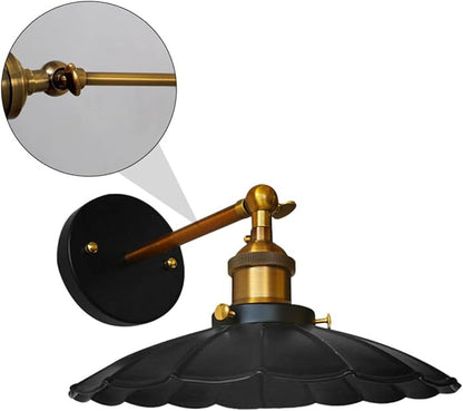 POPETPOP Vintage Industrial Wall Lamp Petal-Shaped Design Retro Style Light Fixture for Restaurants Cafes and Patios Durable Black Without Bulb