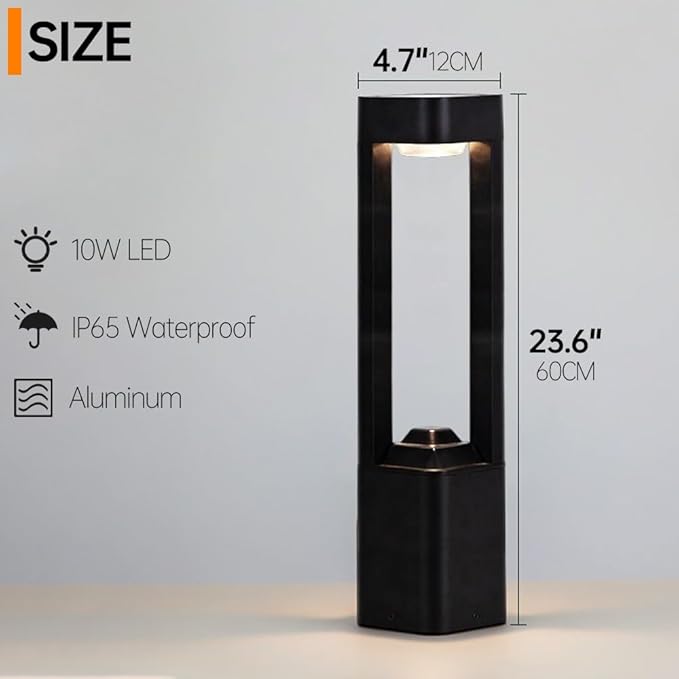 Outdoor Solar Pathway Light 10W LED Solar Landscape Path Light Modern Aluminum Garden Light with IP65 Waterproof External Solar Bollard Lights for Front/Back Door Porch Patio Yard