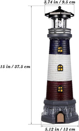 Yardwe Solar Garden Lighthouse Decor Waterproof Outdoor Solar-Powered Lighthouse Statue for Yard Lawn Patio | Lumora