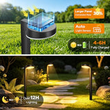 APONUO 12 Pack Solar Pathway Lights Outdoor, 3 Color Temperatures Selectable CCT, Focused Ground Spot Lens, Brighter Up to 12 Hrs IP65 Waterproof Path Lights for Walkway Driveway Yard Garden, Black