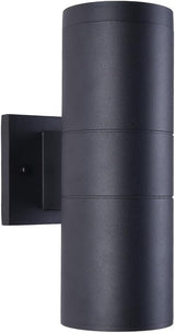 mirrea 12" Modern Outdoor Porch Light Patio Light in 2 Lights with Aluminum Cylinder and Tempered Glass Cover | Lumora