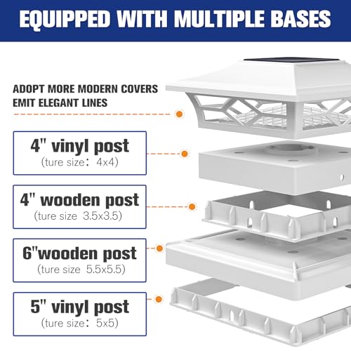 VOLISUN 4Pack Solar Post Cap Lights, 2 Color Modes Deck Lights, White