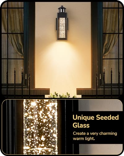 EDISHINE Motion Sensor Dusk to Dawn Outdoor Wall Lights, LED Porch Lights