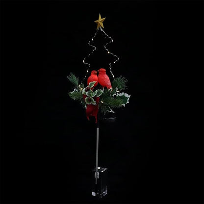 Uonlytech Solar Xmas Tree Path Light with Red Bird Led, Solar-Powered Outdoor Lawn Stake Lamp for Christmas Garden and Courtyard Decoration