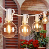 Ollny Outdoor String Lights, 100FT LED Patio Lights Waterproof White Wire