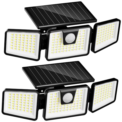 INCX Solar Lights Outdoor, 3000LM Motion Sensor Outdoor Lights, 2PCS, Black