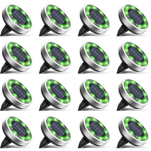 btfarm 16 Pack Solar Lights Outdoor Waterproof, 8 LED Solar Ground Lights