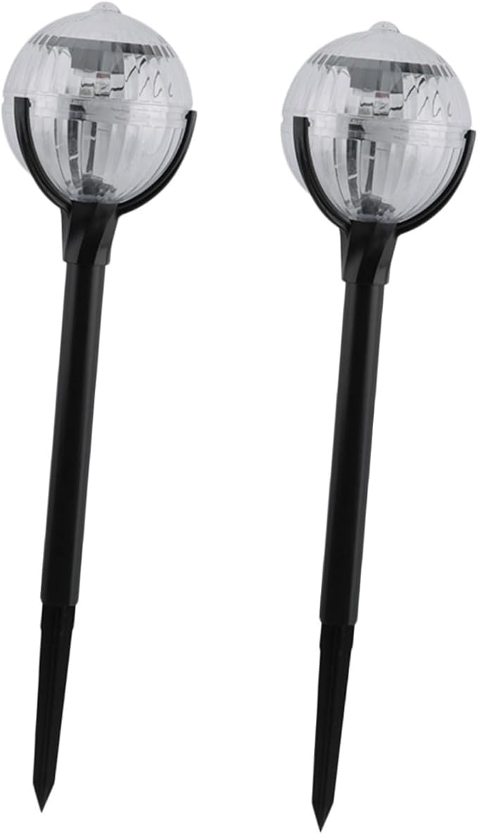 Milisten Solar Powered LED Landscape Path Lights 2pcs with Colorful Lighting for Outdoor Garden and Courtyard Decor, Plastic Solar Lawn Insert Lamps
