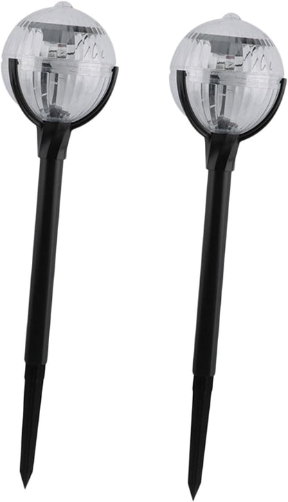 Milisten Solar Powered LED Landscape Path Lights 2pcs with Colorful Lighting for Outdoor Garden and Courtyard Decor, Plastic Solar Lawn Insert Lamps