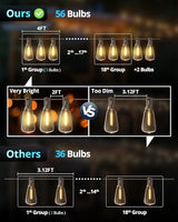 Outdoor String Lights,120FT Outdoor Party Light with 58 Edison Lights Bulb