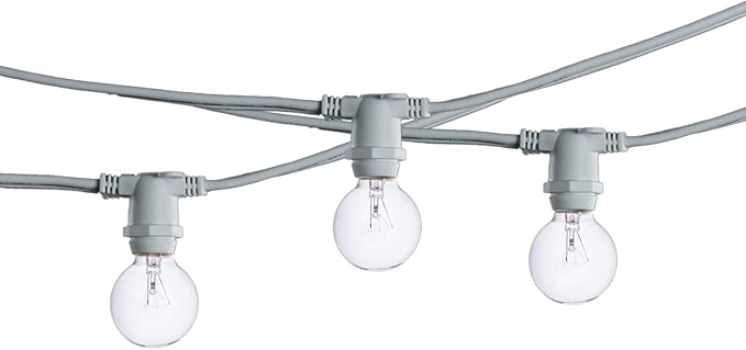 Bulbrite 25 ft, 15-Socket (E12) Decorative String Light Kit with Clear Incandescent (G12) Light Bulbs, 10 Watt | Lumora