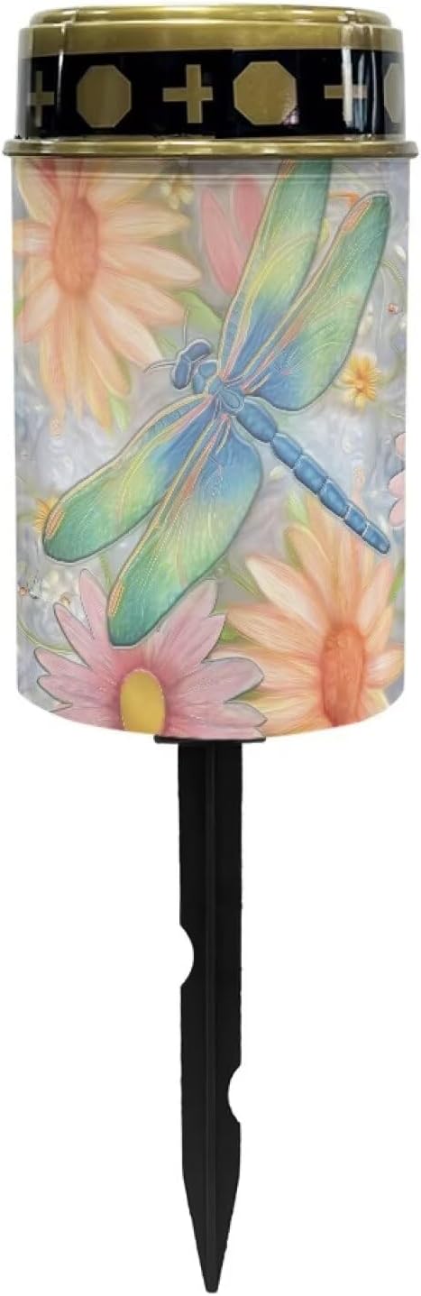 Grave Decorations for Cemetery Dragonfly Cemetery Solar Lights for Grave Waterproof Dusk to Dawn Sensor Solar Grave Lamp for Cemetery