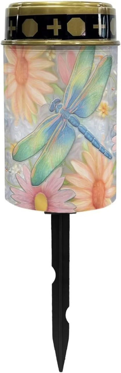 Grave Decorations for Cemetery Dragonfly Cemetery Solar Lights for Grave Waterproof Dusk to Dawn Sensor Solar Grave Lamp for Cemetery