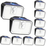 CLAONER 10-Pack Solar Motion Sensor Lights Outdoor, 168 LED Waterproof Security Light with 3 Modes, for Garden, Fence, Garage, Deck, Door Step