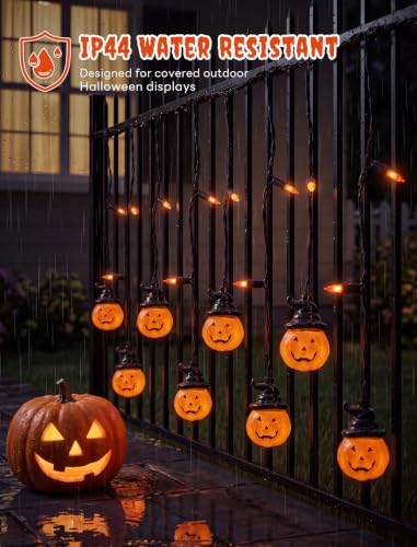 Abeja Halloween Pumpkin Curtain String Lights, 7FT Hanging Window Lights