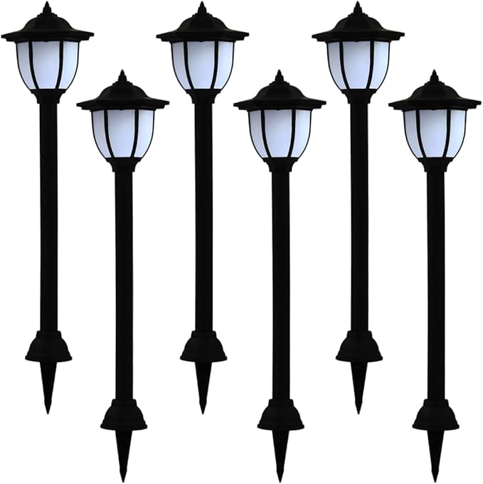 Solar Lights Outdoor, 6 Pack Black Polypropylene Spherical LED Lamps, Weatherproof Garden Pathway Patio Decor, Automatic Dusk-to-Dawn Operation