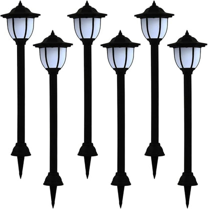 Solar Lights Outdoor, 6 Pack Black Polypropylene Spherical LED Lamps, Weatherproof Garden Pathway Patio Decor, Automatic Dusk-to-Dawn Operation