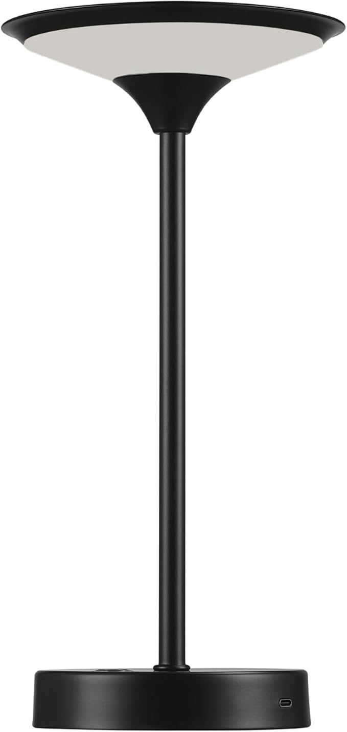 GLOBE Electric x Novogratz 60000031 12" 1.5W LED Integrated Outdoor Table Lamp, Matte Black, Frosted Diffuser, USB-C Charging Cable, On/Off Touch Switch on Base, 3-Step Dimmer, Outdoor Table Décor