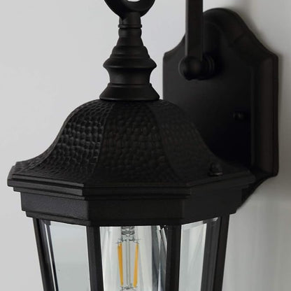 Outdoor Wall Lantern, Exterior Waterproof Outdoor Wall Light Fixtures, Black Aluminum Porch Sconces with E26 Sockets & Clear Glass