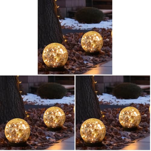 MLKNK Solar Globe Lights Outdoor Waterproof-Solar Balls-Solar Garden Lights Orbs (Pack of 3)
