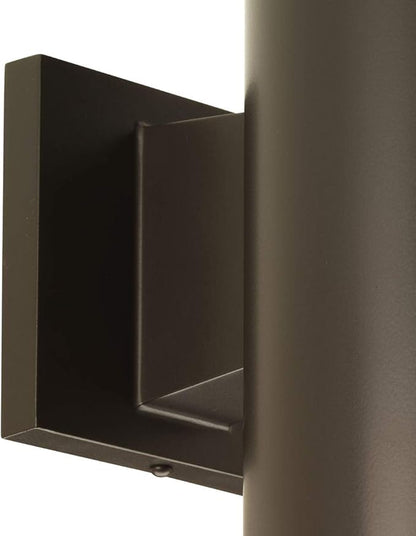 Progress Lighting 5-Inch Cylinder Outdoor Wall Sconce, 1-Light Modern Wall Mount Light, Interior and Exterior Lighting for Home or Porch, Aluminum Construction, Antique Bronze (P5674-20)