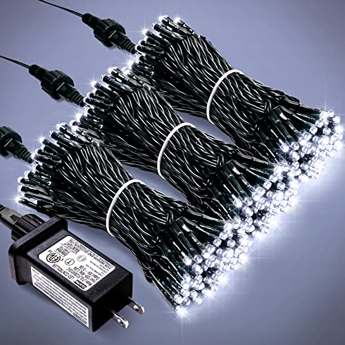 JMEXSUSS 300 LED White Christmas Tree Lights Plug in