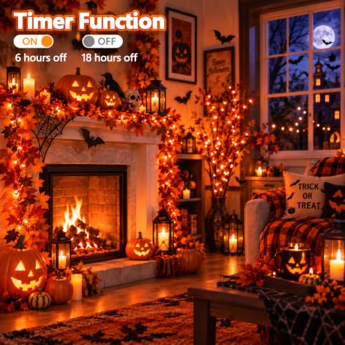 Connectable 240 LED Orange Halloween Lights, String Lights Indoor Outdoor