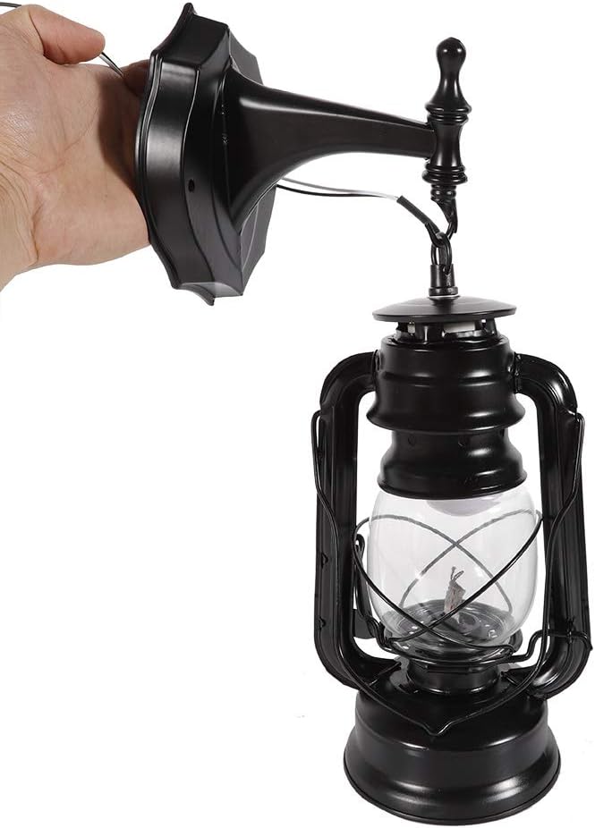 FIKNEE Rustic Wall Lantern Light - Retro Antique Vintage Lamp - Porch & Outdoor Wall Sconce - Black