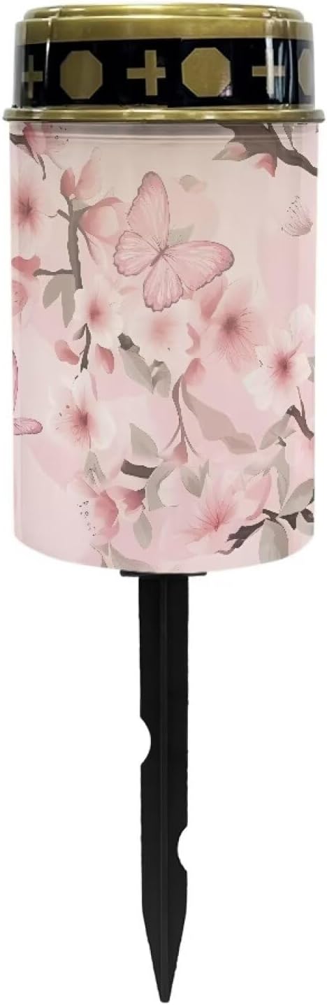 Butterfly Solar Light Outdoor Memorial Solar Light Solar Stake Lights for Pathway Garden Yard Landscape Path Light Gift Cemetery Solar Light Easy to Install Pink